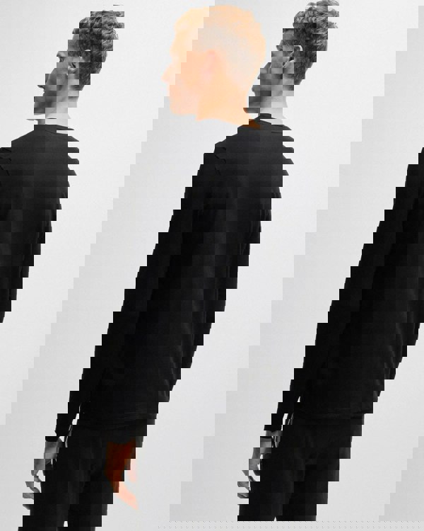 BOSS Orange Mix&Match Mens Long Sleeve Stretch-Cotton T-Shirt with Embroidered Logo  - Black 001