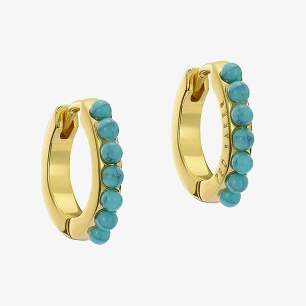 Ted Baker Persia Gold Tone Turquoise Huggie Hoop Earrings TBJ3983-02-32