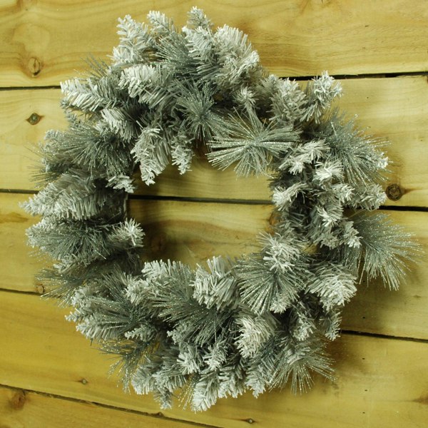 Samuel Alexander 50cm Premier Snow Tipped Silver Christmas Glitter Door Wreath Decoration
