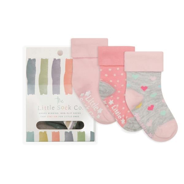 Little Sock Co. Gift Box of Socks - 3 Pairs of Original Non-Slip Stay-on Socks