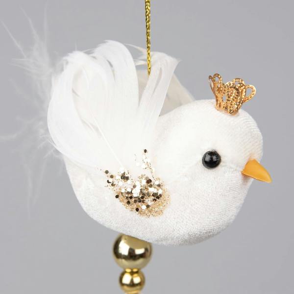 7 x 13cm White Robin Christmas Hanging Decorations, Set of 3 Festive Bird Ornaments image 4
