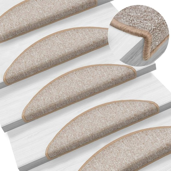 Berkfield Carpet Stair Treads 15 pcs Light Brown 56x17x3 cm