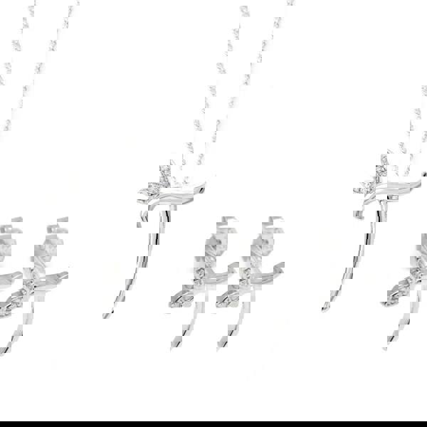 Say It With Winged Initial Earring Gift Set - Silver