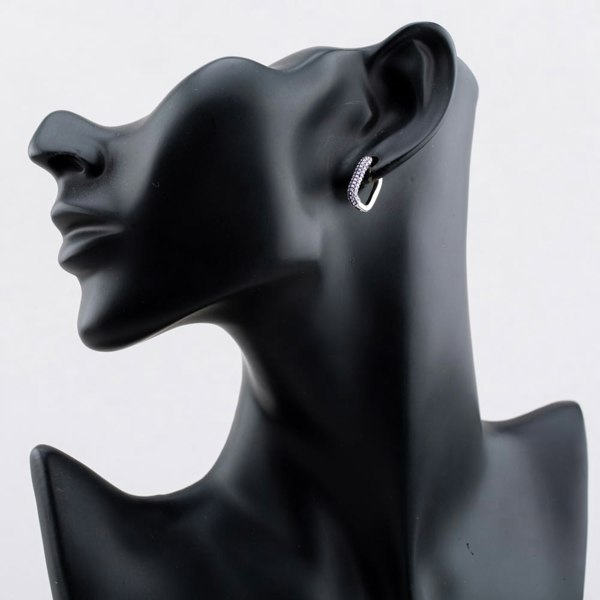 T. H. Baker Sterling Silver Rhodium Plated Purple Cubic Zirconia Creole Earrings 8.58.0028