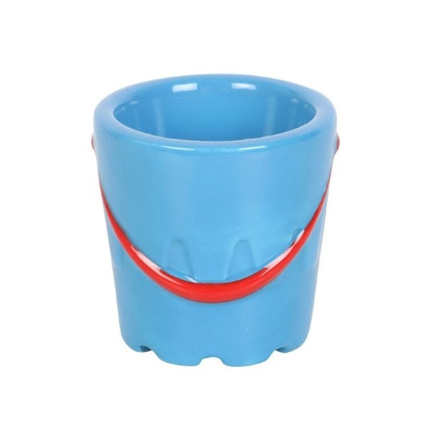 Serano Set of 2 Bucket Shaped Ceramic Egg Cups with Spade Spoons