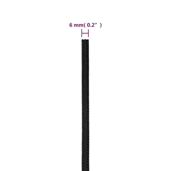 Berkfield Boat Rope Full Black 6 mm 25 m Polypropylene