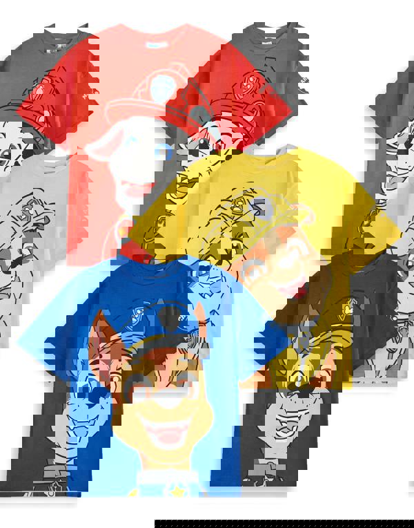 Paw Patrol Boys Multicoloured Marshall, Rubble & Chase Multi-Pack of 3 Short-Sleeved T-Shirts