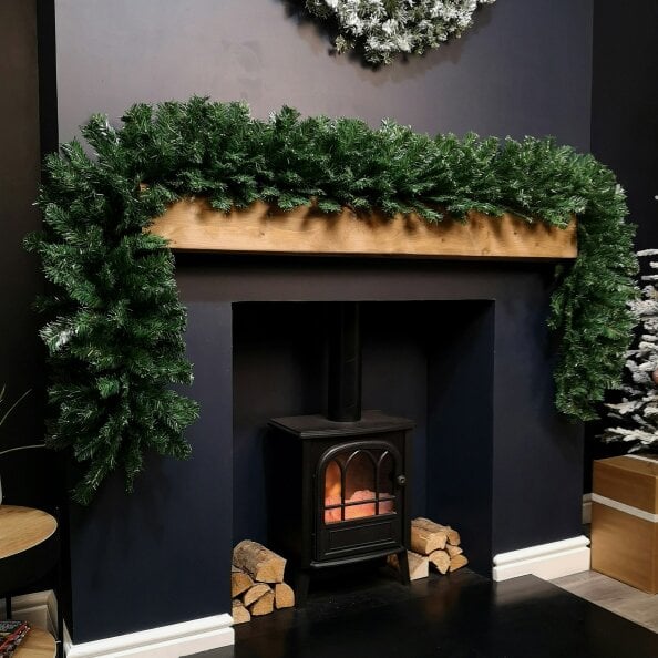 Samuel Alexander 2.7m (9ft) x 38cm Premier Luxury Extra Bushy Plain Green Christmas Garland