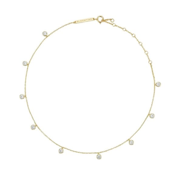 BLOOMTINE Illuminess™ 18K Solid Gold Diamond Anklet | Droplet Anklet