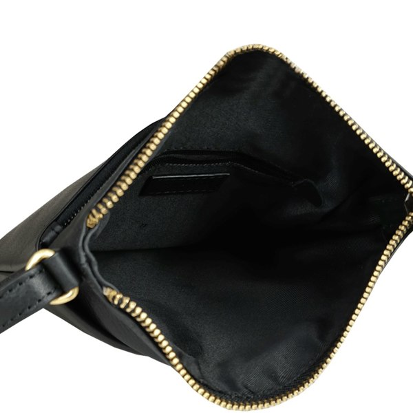 Assots London 'LINBY' Black Pebble Grain Leather Crossbody Bag