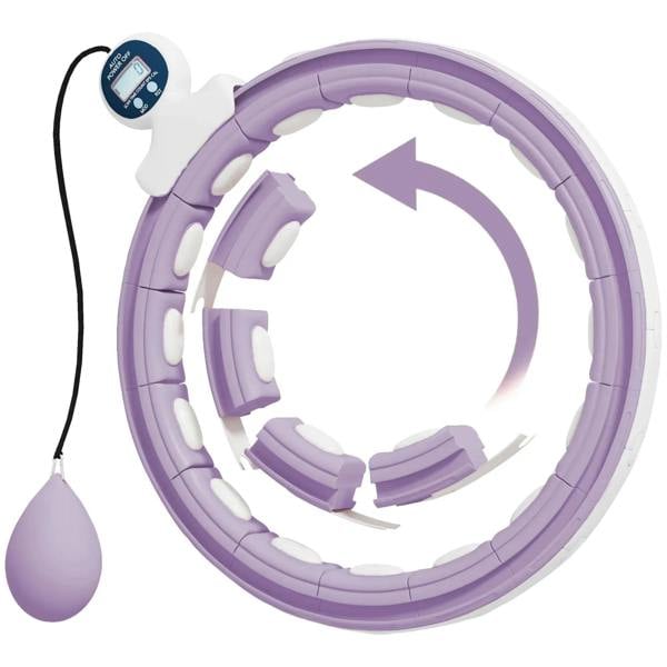 Purple smart weighted hula hoop with digital counter and detachable massage knots