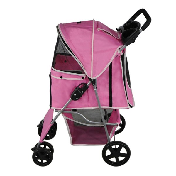 Monstershop Pet Stroller with Rain Cover – Pink