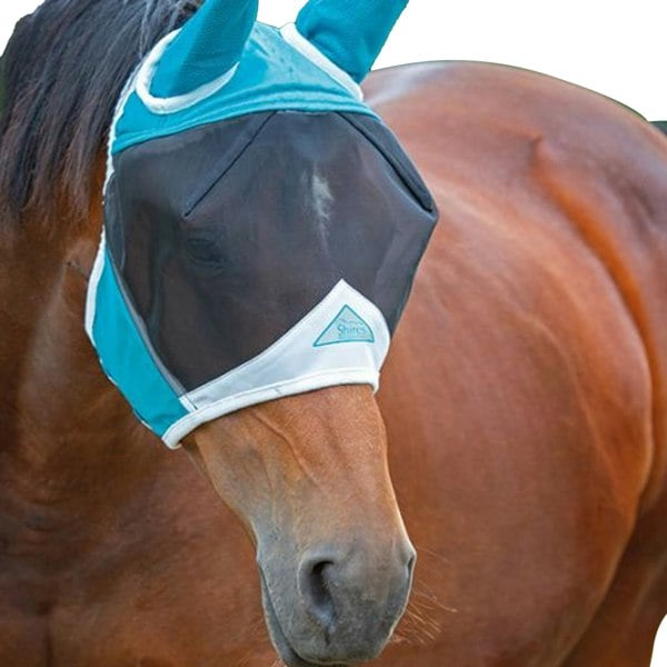 Shires Fine Mesh Horse Fly Mask With Ears - Teal