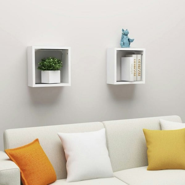 Berkfield Wall Cube Shelves 2 pcs White 30x15x30 cm