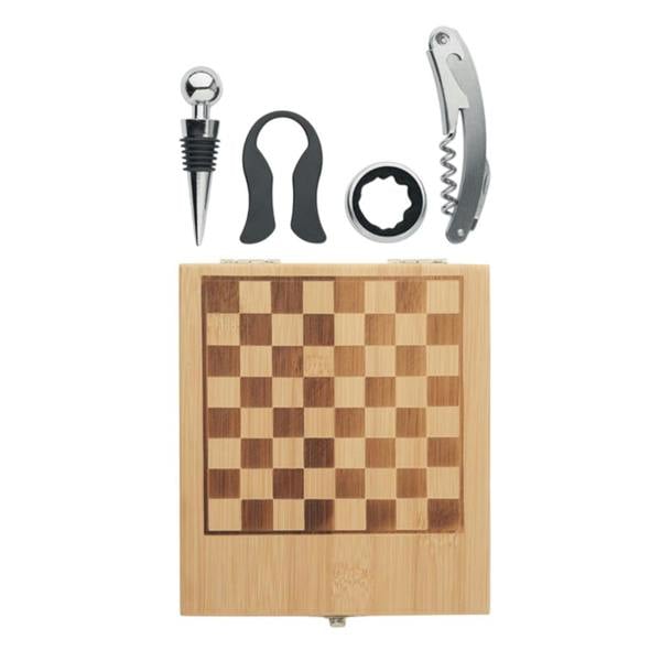 MidOcean Chesset Bamboo Chess Board & Wine Set - Wood - 