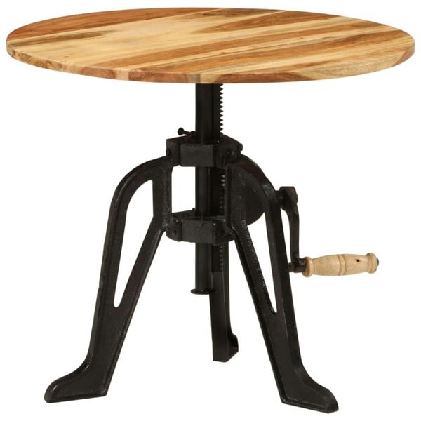 Berkfield Side Table 60x(42-62) cm Solid Wood Acacia and Cast Iron