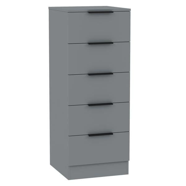 Vida Designs Trega 5 Drawer Narrow Chest, Black