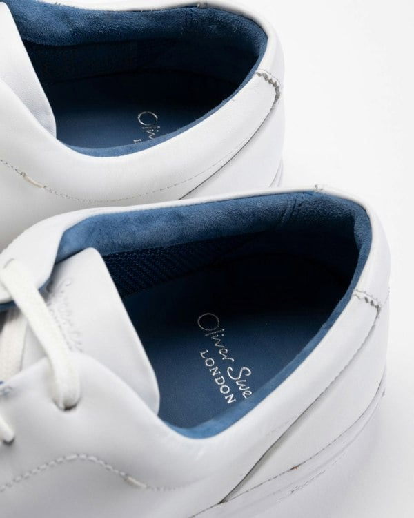 Oliver Sweeney Hayle Antiqued Calf Leather Mens Trainers - White