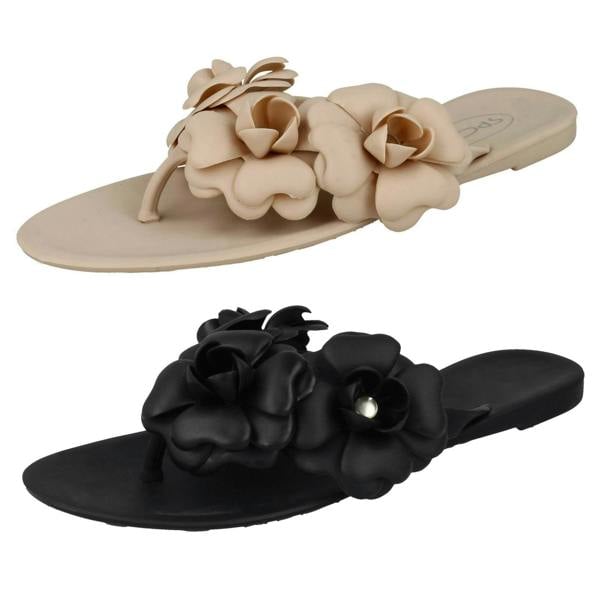Spot On Ladies Spot On Flat Jelly Toepost Sandals