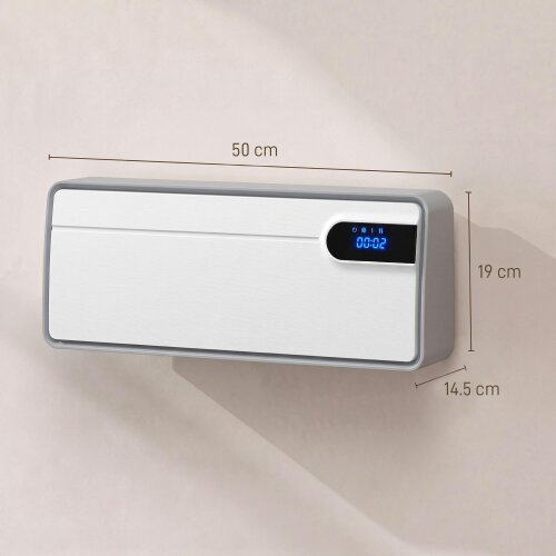 HOMCOM Smart Electric Heater, 2000W Ceramic Wall Mounted, Fan, White