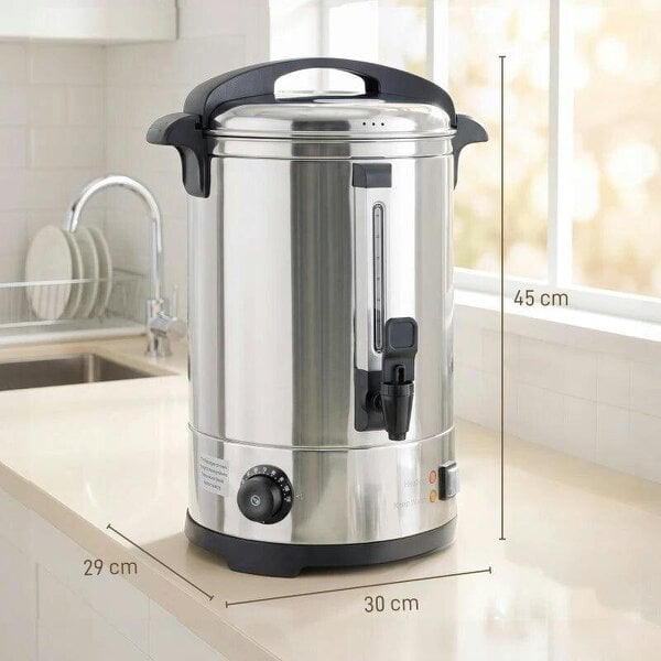 8L Catering Urn, 1500W Stainless Steel Hot Water Boiler Dispenser with Thermostat, Keep Warm Function & Easy Pour Tap