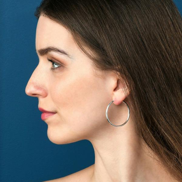 namana Plain Polished 925 Sterling Silver Hoop Earrings for Women