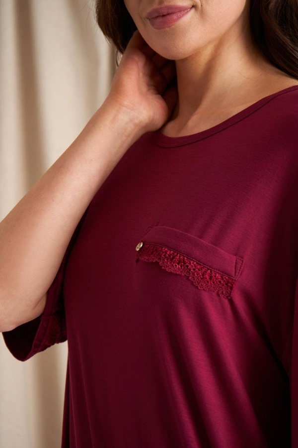 Bamboo Lace Tee Dress in BordeauxNightwear
