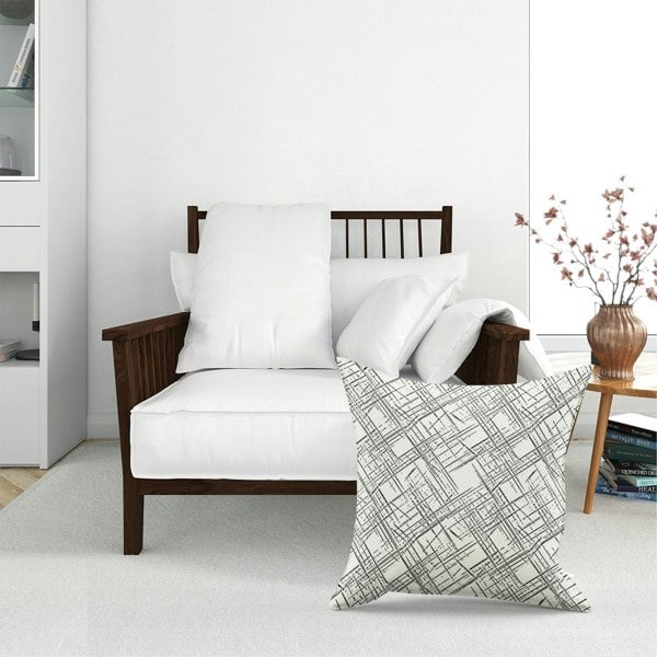 Warren Reed Monochrome Distressted Pattern Floor Cushion