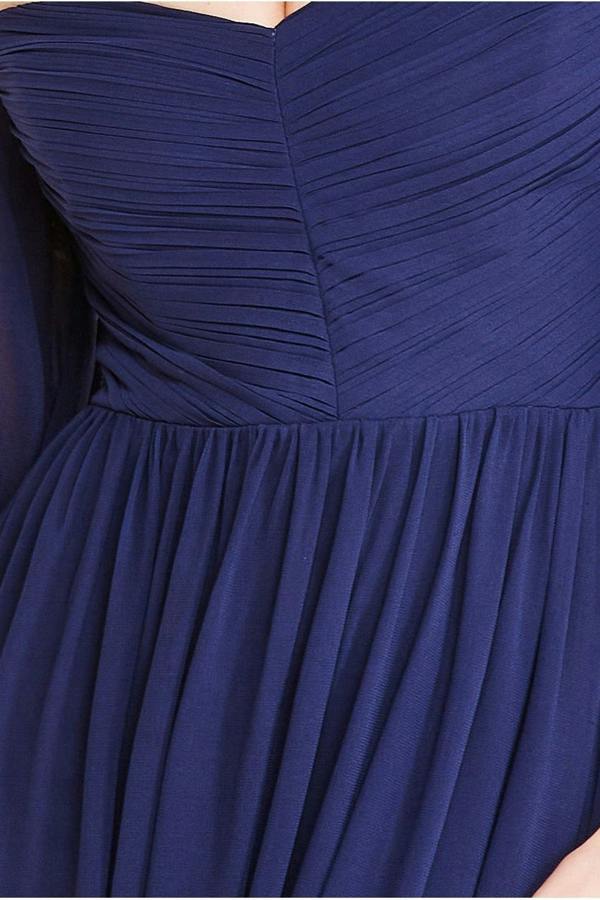 Chiffon Off The Shoulder Maxi With Cape Sleeves  - Navy DR3780
