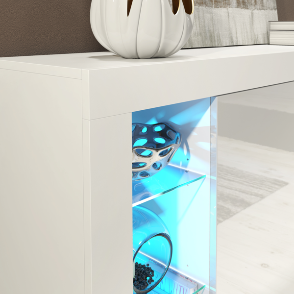 Mex Furniture Exclusive 164cm High Gloss White Sideboard TV Cabinet & Free LED Lights Modern Design