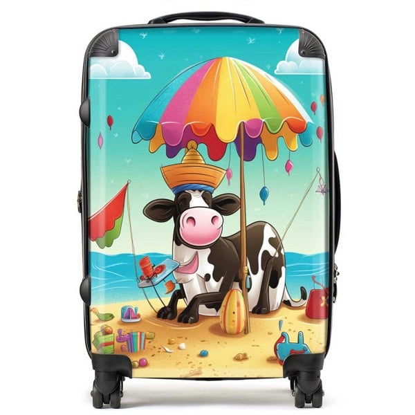 Warren Reed Cow On A Beach Holiday Suitcase