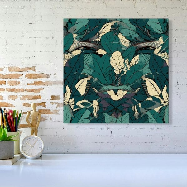 Warren Reed Green Beige Tropical Leaves Canvas