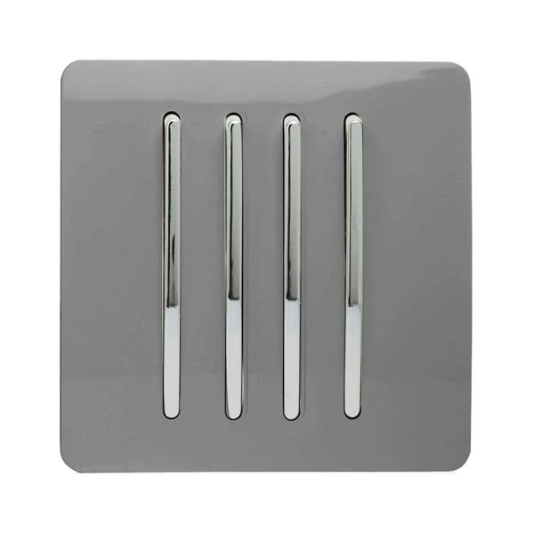 Trendi Switch 4 Gang 1 or 2 way Rocker Light Switch in Light Grey