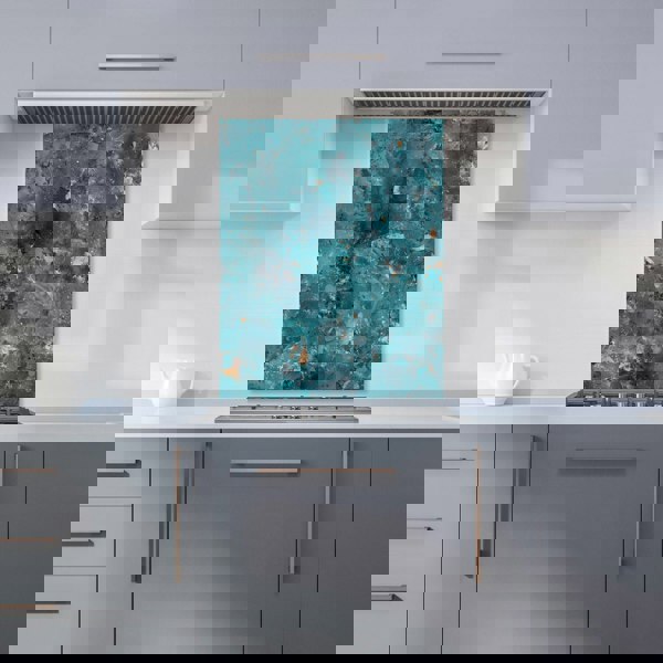 Warren Reed - Designer Polished Teal Quartz Effect Kitchen Splashback
