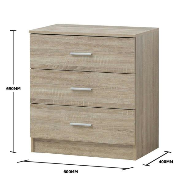 Timber Art Design Rio Costa Chest 3 Drawers Bedroom Living Room Storage