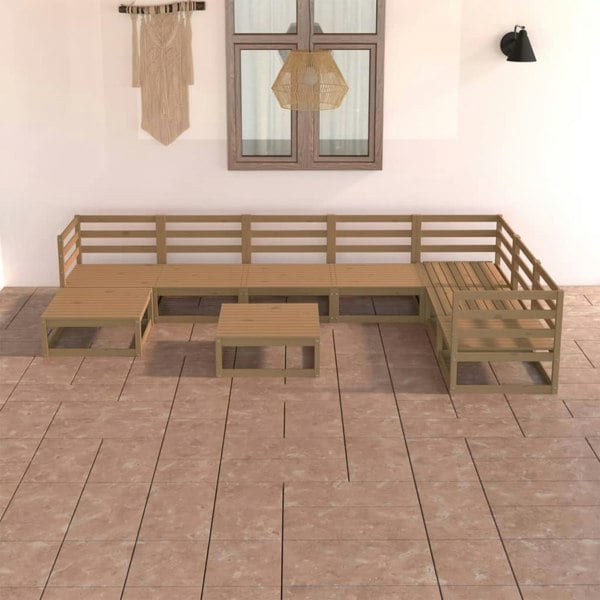 Berkfield 8 Piece Garden Lounge Set Honey Brown Solid Pinewood