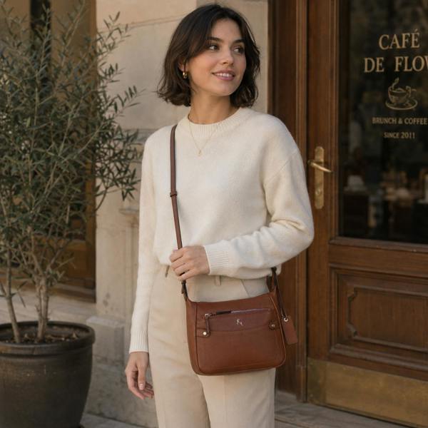 Ashwood 'Classico Napoli' Real Leather Top Zip Crossbody Bag: 63931