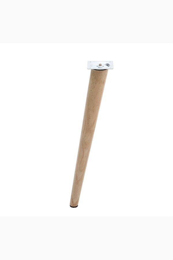 Living and Home 4Pcs 45cm H Natural Round 10° Tilted Oak Furniture Replacement Legs with Flat Corner Galvanized Fixed Iron Plates