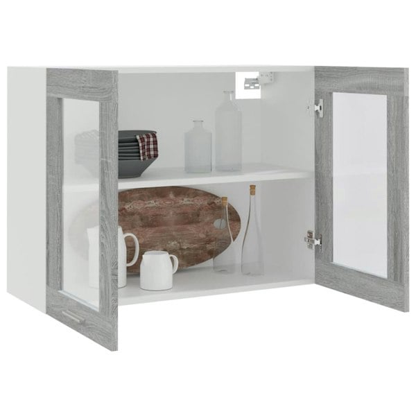 Berkfield Hanging Glass Cabinet Grey Sonoma 80x31x60 cm Engineered Wood