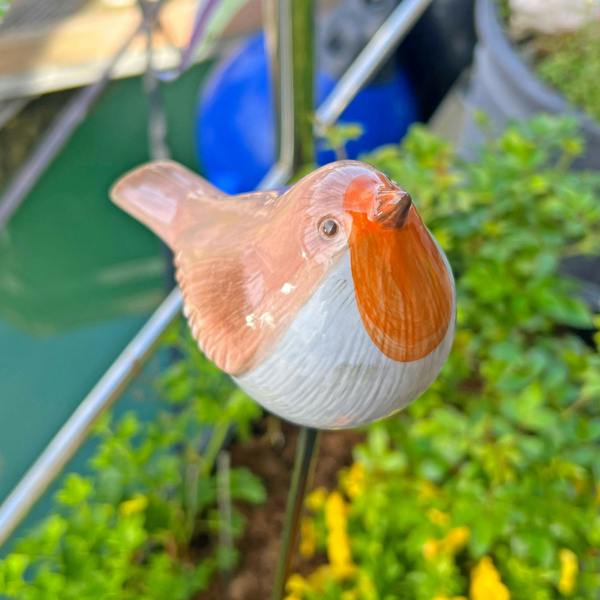 Boltze Porcelain Robin on a Stake Garden Bird Ornament