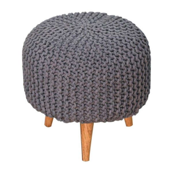 Wyld Haus Bergamo Woven Grey Round Footstool