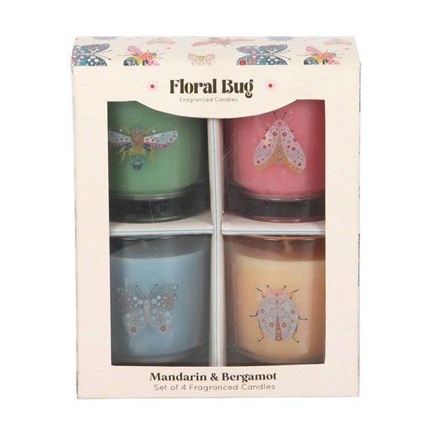 Serano Set of 4 Floral Bug Mandarin & Bergamot Candles