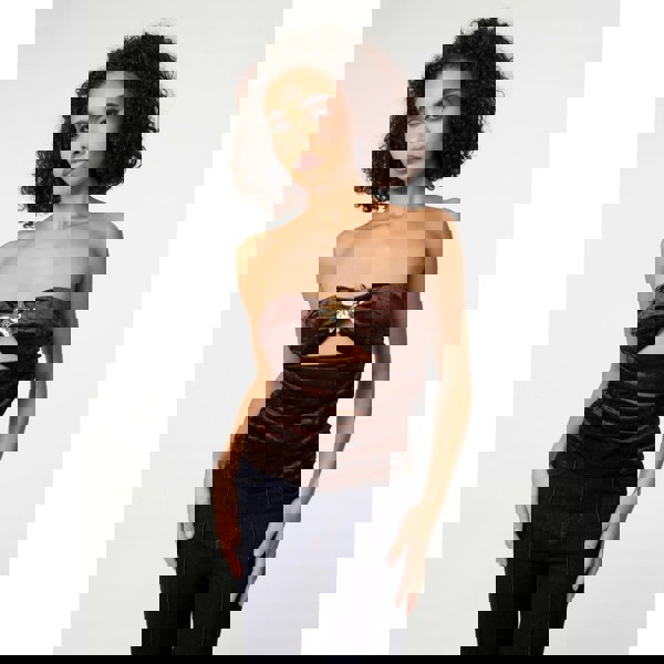 Pink Vanilla Soft Shimmer Velvet Texture Bra Cup Top