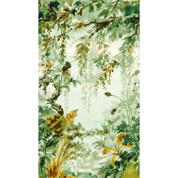 Grandeco Naive Watercolour Jungle Green 3 Lane Repeatable Wallpaper Mural 1.59 x 2.8m