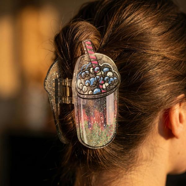 Gold Trip Bubble Tea Claw Clip