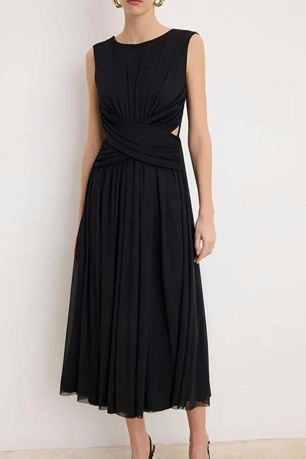 WOVCOR Flowy Tulle Dress with A-Line and Cut Out Detail