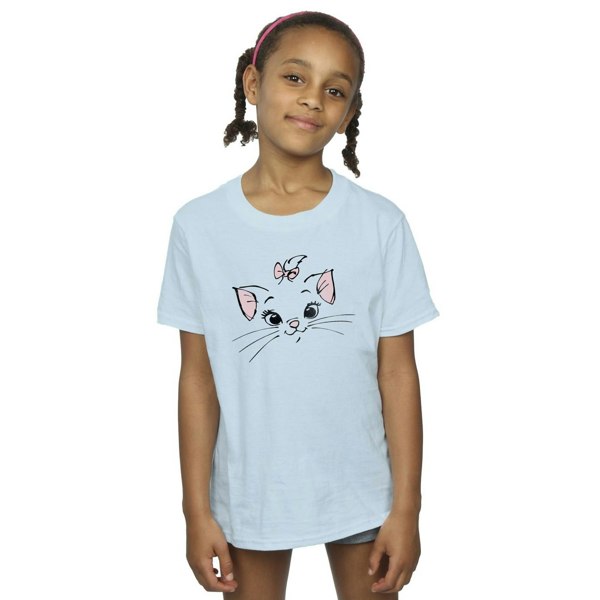 Disney Girls Classics Marie Face Pocket Cotton T-Shirt - Baby Blue