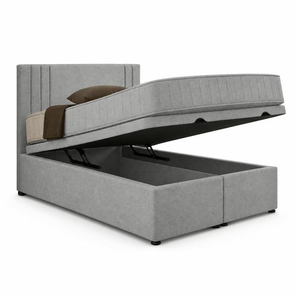 Great British Beds Lima Divan Ottoman Bed - Silver Plush