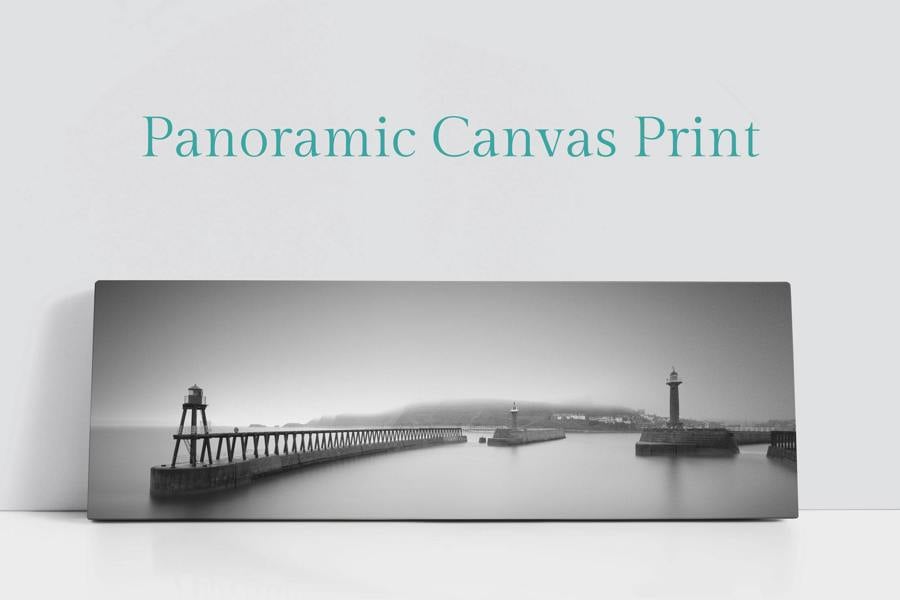 Whitby harbour black and white photography print on canvas