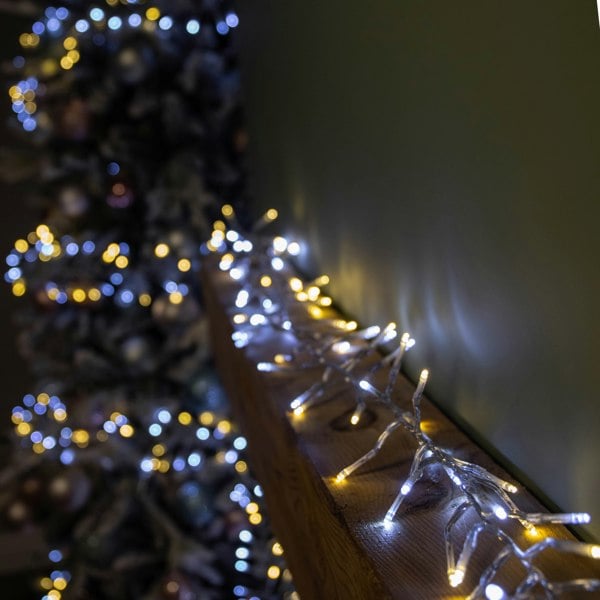 Samuel Alexander 12.4m 960 LED ClusterBrights Christmas Lights with Timer in Warm & Cool White Clear Cable